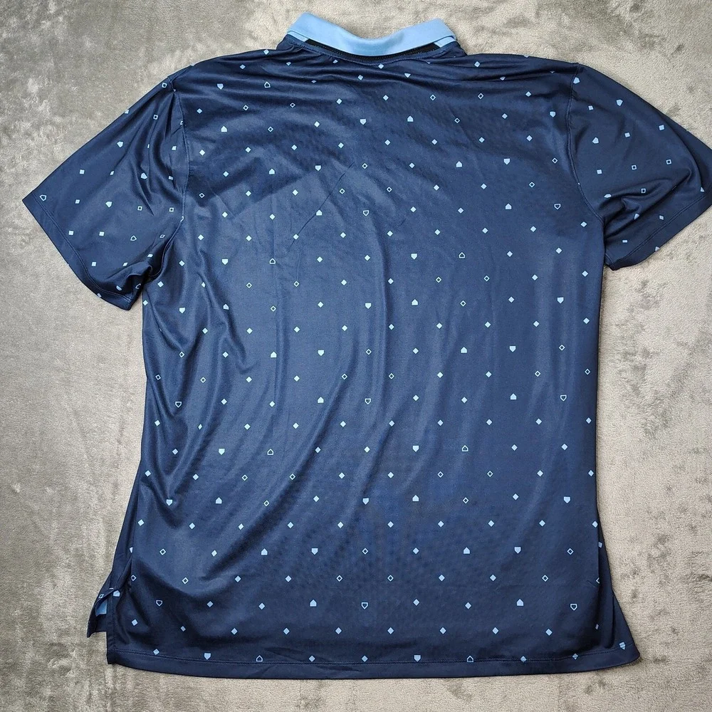 Nike Tampa Bay Rays Polo Shirt Mens 2XL Navy Blue Geometric Dri-FIT Stretch New